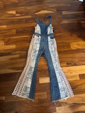 Free People Dallas Jumpsuit Red White and Blue Flag Combo Size 4